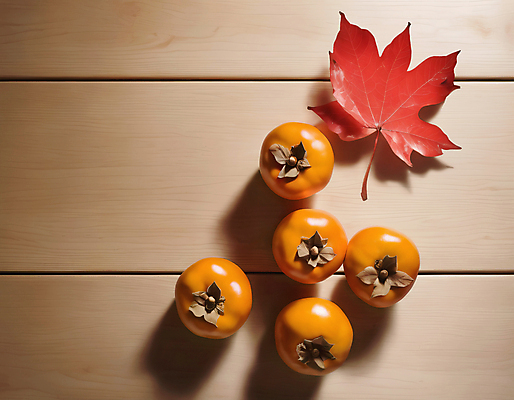 JPG 편집이미지 단풍 감 사람없음 가을 단감 편집실사 AI포토 AI콘텐츠 계절 잎 과일 CG 파일형식