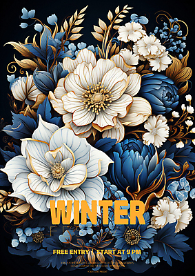 PSD 편집이미지 꽃 겨울 사람없음 파란색 흰색 디지털합성 초대장 이미지편집 식물 계절 컬러 카드_감사 파일형식