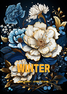 PSD 편집이미지 꽃 겨울 사람없음 파란색 흰색 디지털합성 초대장 이미지편집 식물 계절 컬러 카드_감사 파일형식