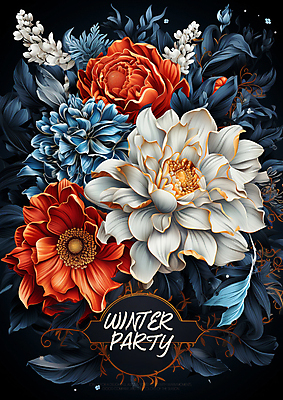 PSD 편집이미지 꽃 겨울 사람없음 빨간색 파란색 디지털합성 초대장 이미지편집 식물 계절 컬러 카드_감사 파일형식