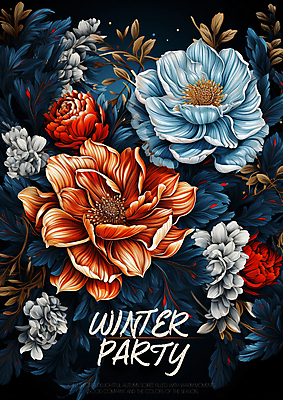 PSD 편집이미지 꽃 겨울 사람없음 빨간색 파란색 디지털합성 초대장 이미지편집 식물 계절 컬러 카드_감사 파일형식