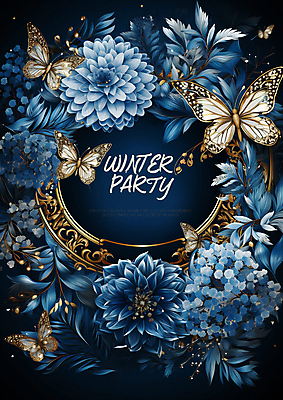 PSD 편집이미지 꽃 겨울 사람없음 파란색 디지털합성 초대장 이미지편집 식물 계절 컬러 카드_감사 파일형식