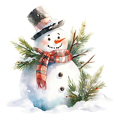 JPG 모자 잎 크리스마스 겨울 일러스트 눈사람 동화 수채화 사람없음 나뭇가지 눈 포근함 털목도리 국내일러스트 AI일러스트 AI콘텐츠 자연요소 나무 식물 잡화 계절 기념일 날씨 목도리 감각 파일형식