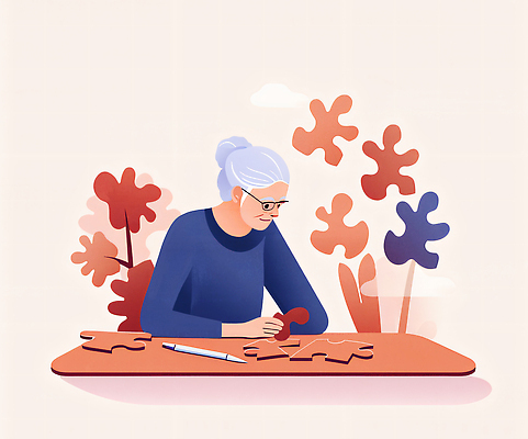 JPG 무료이미지 여자 노년 할머니 일러스트 한명 상반신 치료 펜 건강관리 집중 복지 퍼즐조각 극복 다홍색 맞추기 치매 노인여자한명만 안경낌 치매예방 국내일러스트 AI일러스트 AI콘텐츠 1 안경 컬러 조각 컨셉 의학 모션 건강 관리 사람 성인 필기구 퍼즐 질병 사회이슈 예방 여자한명만 노인여자만 파일형식