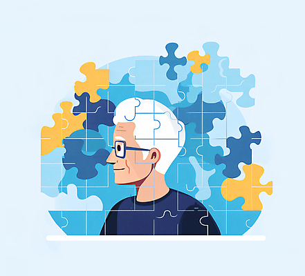 JPG 할아버지 노년 남자 하늘색 일러스트 한명 상반신 치료 건강관리 복지 퍼즐조각 극복 치매 노인남자한명만 안경낌 치매예방 국내일러스트 AI일러스트 AI콘텐츠 1 안경 조각 의학 건강 관리 사람 성인 파란색 퍼즐 질병 사회이슈 예방 남자한명만 노인남자만 파일형식