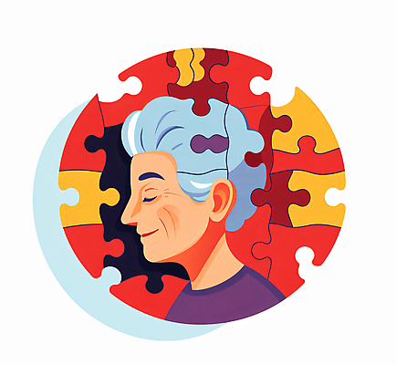 JPG 여자 노년 할머니 일러스트 한명 상반신 치료 빨간색 건강관리 눈감음 원형 복지 퍼즐조각 극복 치매 노인여자한명만 치매예방 국내일러스트 AI일러스트 AI콘텐츠 도형 1 컬러 조각 의학 모션 건강 관리 사람 성인 퍼즐 질병 사회이슈 예방 여자한명만 노인여자만 파일형식