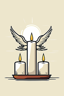 JPG 기독교 날개 일러스트 촛불 종교용품 사람없음 빛 아이보리 국내일러스트 AI일러스트 AI콘텐츠 종교 컬러 초 파일형식