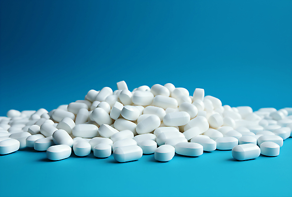 JPG 편집이미지 하늘색 병원 사람없음 알약 흰색 가득함 무더기 편집실사 AI포토 AI콘텐츠 컬러 의학 파란색 약 CG 파일형식