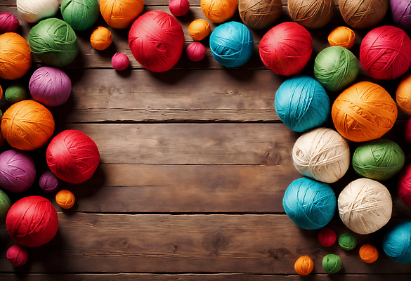 JPG 편집이미지 사람없음 컬러풀 뜨개질 털실 공예 오브젝트 실타래 나무탁자 카피스페이스 편집실사 AI포토 AI콘텐츠 컬러 탁자 취미 공백 실 CG 파일형식