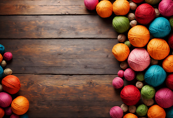 JPG 편집이미지 사람없음 컬러풀 뜨개질 털실 공예 오브젝트 실타래 나무탁자 카피스페이스 편집실사 AI포토 AI콘텐츠 컬러 탁자 취미 공백 실 CG 파일형식