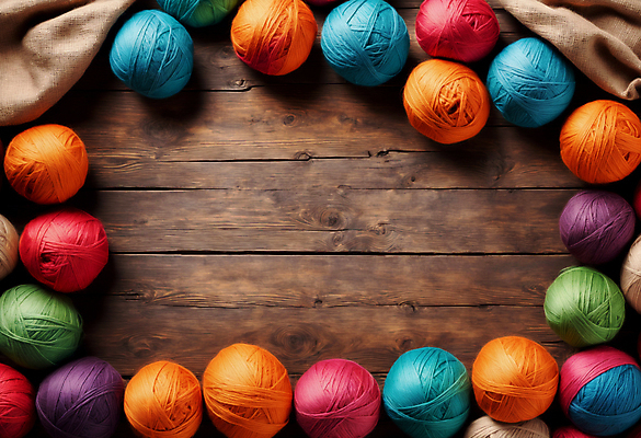 JPG 편집이미지 사람없음 컬러풀 뜨개질 털실 공예 오브젝트 실타래 나무탁자 카피스페이스 편집실사 AI포토 AI콘텐츠 컬러 탁자 취미 공백 실 CG 파일형식