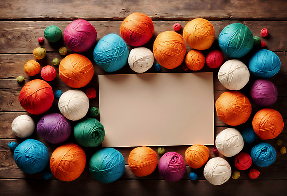 JPG 편집이미지 종이 사람없음 컬러풀 뜨개질 털실 공예 오브젝트 실타래 나무탁자 카피스페이스 편집실사 AI포토 AI콘텐츠 컬러 탁자 취미 공백 실 CG 파일형식