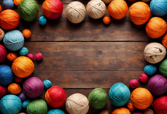 JPG 편집이미지 사람없음 컬러풀 뜨개질 털실 공예 오브젝트 실타래 나무탁자 카피스페이스 편집실사 AI포토 AI콘텐츠 컬러 탁자 취미 공백 실 CG 파일형식