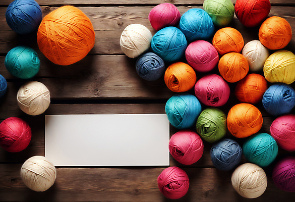 JPG 편집이미지 종이 사람없음 컬러풀 뜨개질 털실 공예 오브젝트 실타래 나무탁자 카피스페이스 편집실사 AI포토 AI콘텐츠 컬러 탁자 취미 공백 실 CG 파일형식