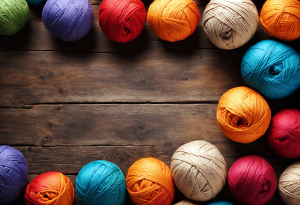 JPG 편집이미지 사람없음 컬러풀 뜨개질 털실 공예 오브젝트 실타래 나무탁자 카피스페이스 편집실사 AI포토 AI콘텐츠 컬러 탁자 취미 공백 실 CG 파일형식