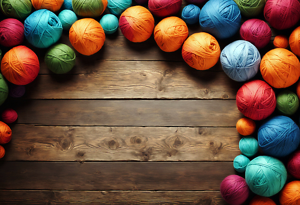 JPG 편집이미지 사람없음 컬러풀 뜨개질 털실 공예 오브젝트 실타래 나무탁자 카피스페이스 편집실사 AI포토 AI콘텐츠 컬러 탁자 취미 공백 실 CG 파일형식