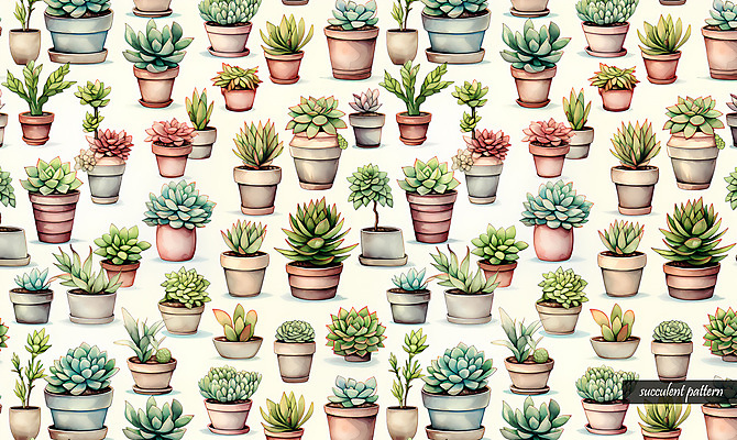 PSD 화분 패턴 일러스트 사람없음 다양 다육식물 국내일러스트 식물 다수 무늬 파일형식