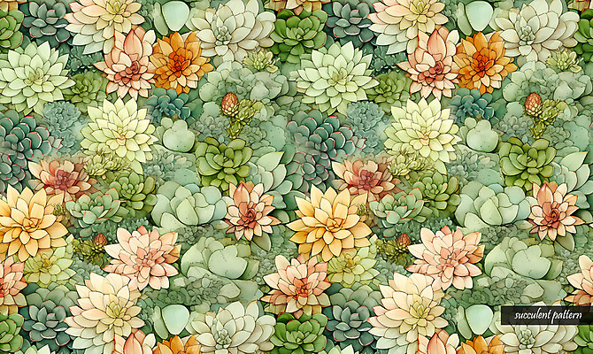 PSD 패턴 일러스트 사람없음 초록색 다양 다육식물 국내일러스트 식물 컬러 다수 무늬 파일형식