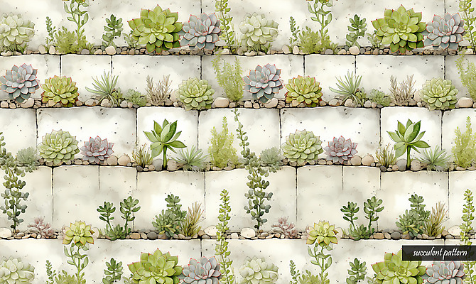 PSD 패턴 일러스트 사람없음 초록색 다양 조약돌 다육식물 국내일러스트 식물 컬러 다수 무늬 돌_바위 파일형식