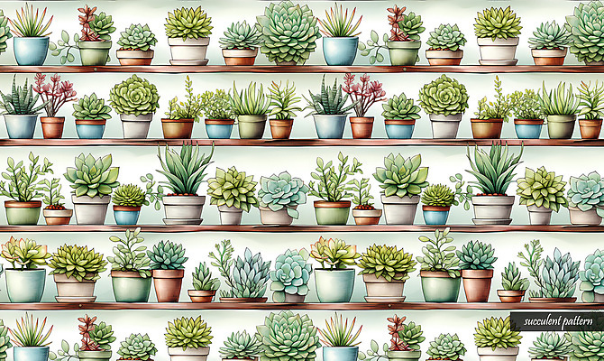PSD 화분 패턴 일러스트 선반 사람없음 초록색 다양 다육식물 국내일러스트 식물 컬러 가구 다수 무늬 파일형식
