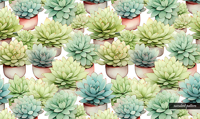 PSD 화분 패턴 일러스트 사람없음 초록색 다양 다육식물 국내일러스트 식물 컬러 다수 무늬 파일형식