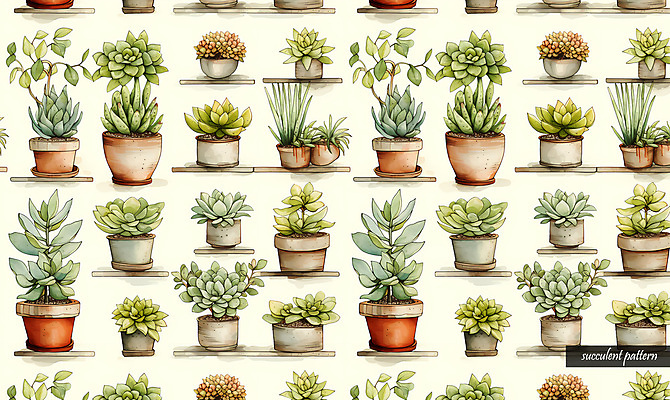 PSD 화분 패턴 일러스트 선반 사람없음 초록색 다양 다육식물 국내일러스트 식물 컬러 가구 다수 무늬 파일형식