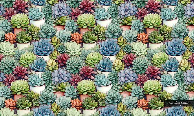 PSD 화분 패턴 일러스트 사람없음 초록색 다양 다육식물 국내일러스트 식물 컬러 다수 무늬 파일형식