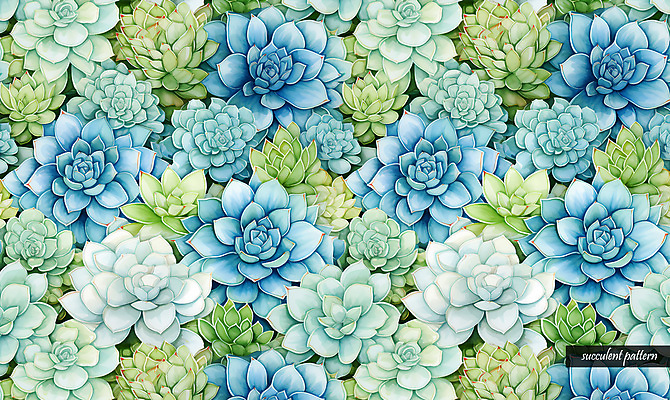 PSD 패턴 일러스트 사람없음 초록색 파란색 다양 다육식물 국내일러스트 식물 컬러 다수 무늬 파일형식