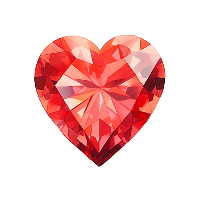 JPG 일러스트 수채화 사람없음 빨간색 하트 크리스탈 보석 오브젝트 국내일러스트 AI일러스트 AI콘텐츠 모양 컬러 광석 파일형식