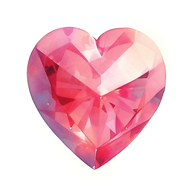 JPG 분홍색 일러스트 수채화 사람없음 하트 크리스탈 보석 오브젝트 국내일러스트 AI일러스트 AI콘텐츠 모양 컬러 광석 파일형식