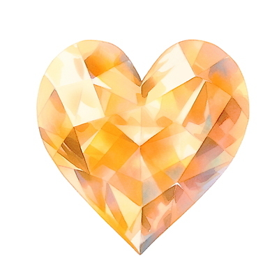 JPG 일러스트 수채화 사람없음 노란색 하트 크리스탈 보석 오브젝트 국내일러스트 AI일러스트 AI콘텐츠 모양 컬러 광석 파일형식