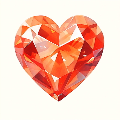 JPG 일러스트 수채화 사람없음 빨간색 하트 크리스탈 보석 오브젝트 국내일러스트 AI일러스트 AI콘텐츠 모양 컬러 광석 파일형식