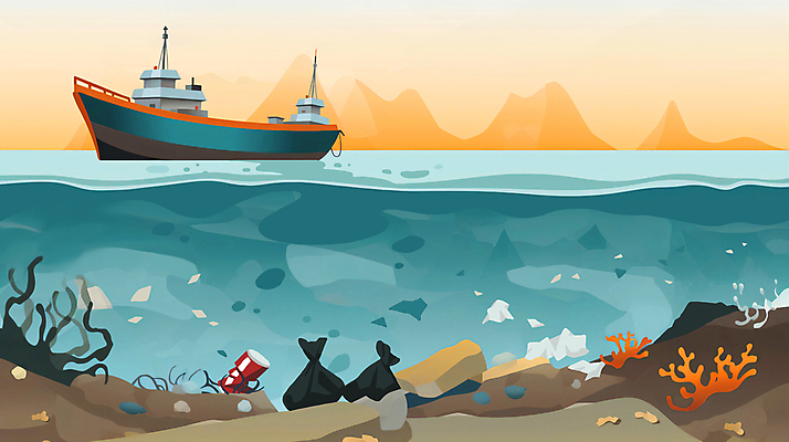 JPG 바다 섬 일러스트 비닐봉투 사람없음 환경 바닷속 바위 해초 캔 산호 폐기물 비닐 알루미늄 폐수 해양오염 선박 해양쓰레기 국내일러스트 AI일러스트 AI콘텐츠 수상교통 재질 봉투 수중 돌_바위 해조류 환경오염 자포동물 쓰레기 파일형식