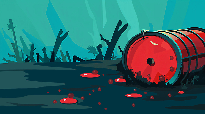 JPG 바다 일러스트 사람없음 환경 심해 해초 폐기물 청록색 드럼통 방사능 폐수 해양오염 해양쓰레기 국내일러스트 AI일러스트 AI콘텐츠 컬러 바닷속 해조류 환경오염 쓰레기 파일형식