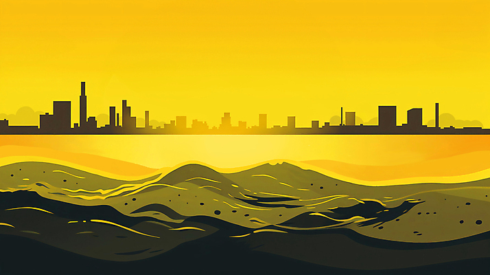 JPG 바다 일러스트 사람없음 노란색 환경 폐수 해양오염 국내일러스트 AI일러스트 AI콘텐츠 컬러 환경오염 파일형식