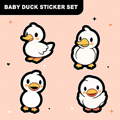 동물캐릭터 스티커 일러스트 오리 사람없음 세트 다꾸 일러캐릭터 AI파일 동물 캐릭터 조류 신조어 약어 파일형식 벡터