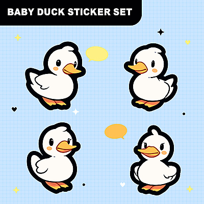 동물캐릭터 말풍선 스티커 일러스트 오리 사람없음 세트 다꾸 일러캐릭터 AI파일 동물 캐릭터 조류 신조어 약어 파일형식 벡터