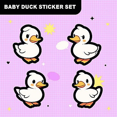 동물캐릭터 말풍선 스티커 일러스트 오리 사람없음 세트 다꾸 일러캐릭터 AI파일 동물 캐릭터 조류 신조어 약어 파일형식 벡터