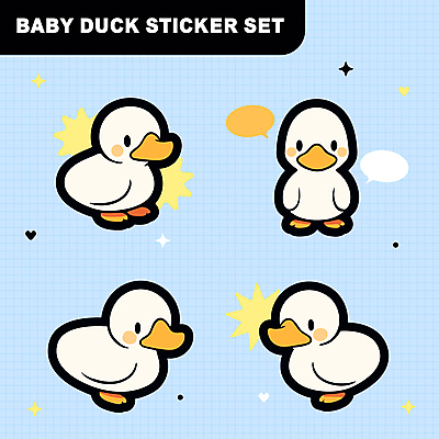 동물캐릭터 말풍선 스티커 일러스트 오리 사람없음 세트 다꾸 일러캐릭터 AI파일 동물 캐릭터 조류 신조어 약어 파일형식 벡터