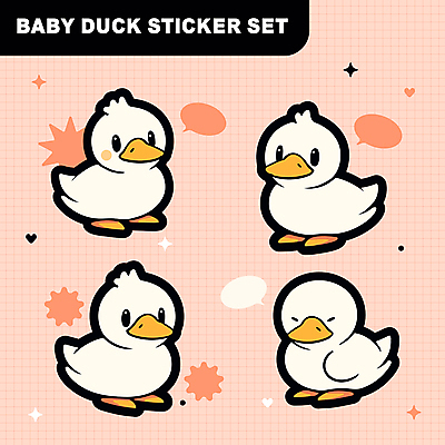 동물캐릭터 말풍선 스티커 일러스트 오리 사람없음 세트 다꾸 일러캐릭터 AI파일 동물 캐릭터 조류 신조어 약어 파일형식 벡터