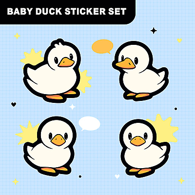 동물캐릭터 말풍선 스티커 일러스트 오리 사람없음 세트 다꾸 일러캐릭터 AI파일 동물 캐릭터 조류 신조어 약어 파일형식 벡터