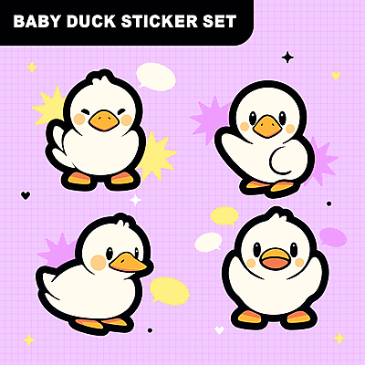 동물캐릭터 말풍선 스티커 일러스트 오리 사람없음 세트 다꾸 일러캐릭터 AI파일 동물 캐릭터 조류 신조어 약어 파일형식 벡터