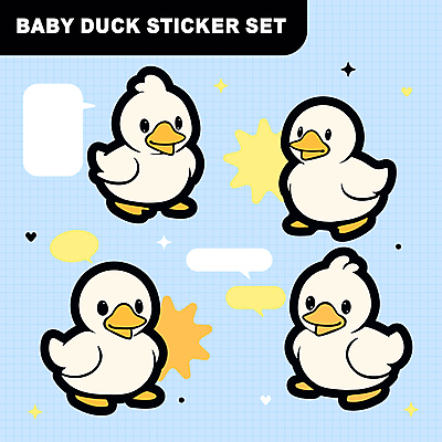 동물캐릭터 말풍선 스티커 일러스트 오리 사람없음 세트 다꾸 일러캐릭터 AI파일 동물 캐릭터 조류 신조어 약어 파일형식 벡터