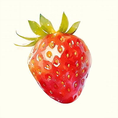 JPG 일러스트 딸기 수채화 사람없음 빨간색 오브젝트 국내일러스트 AI일러스트 AI콘텐츠 컬러 과일 파일형식