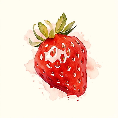 JPG 일러스트 딸기 수채화 사람없음 빨간색 오브젝트 국내일러스트 AI일러스트 AI콘텐츠 컬러 과일 파일형식