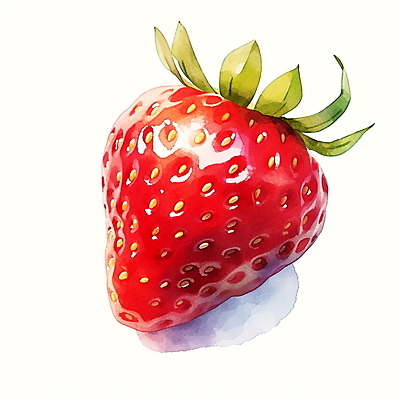 JPG 일러스트 딸기 수채화 사람없음 빨간색 오브젝트 국내일러스트 AI일러스트 AI콘텐츠 컬러 과일 파일형식