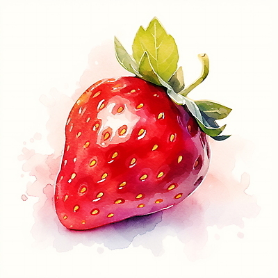JPG 일러스트 딸기 수채화 사람없음 빨간색 오브젝트 국내일러스트 AI일러스트 AI콘텐츠 컬러 과일 파일형식