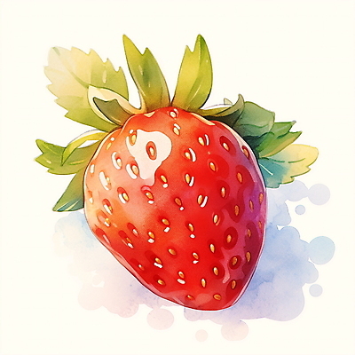 JPG 일러스트 딸기 수채화 사람없음 빨간색 오브젝트 국내일러스트 AI일러스트 AI콘텐츠 컬러 과일 파일형식