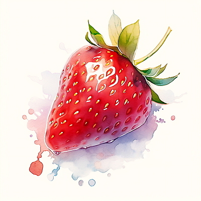 JPG 일러스트 딸기 수채화 사람없음 빨간색 오브젝트 국내일러스트 AI일러스트 AI콘텐츠 컬러 과일 파일형식