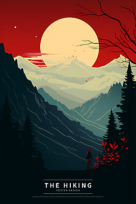 전신 PSD 편집이미지 디자인 포스터 자연 하늘 산 한명 사람 풍경 성인 빨간색 태양 하이킹 나뭇가지 디지털합성 성인한명만 이미지편집 자연요소 나무 1 컬러 레저 생태계 성인만 파일형식